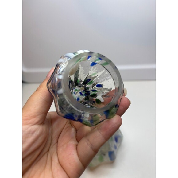 Hand Blown Art Glass Multicolor Christmas Tree Figure Decor candle holder - Picture 7 of 9